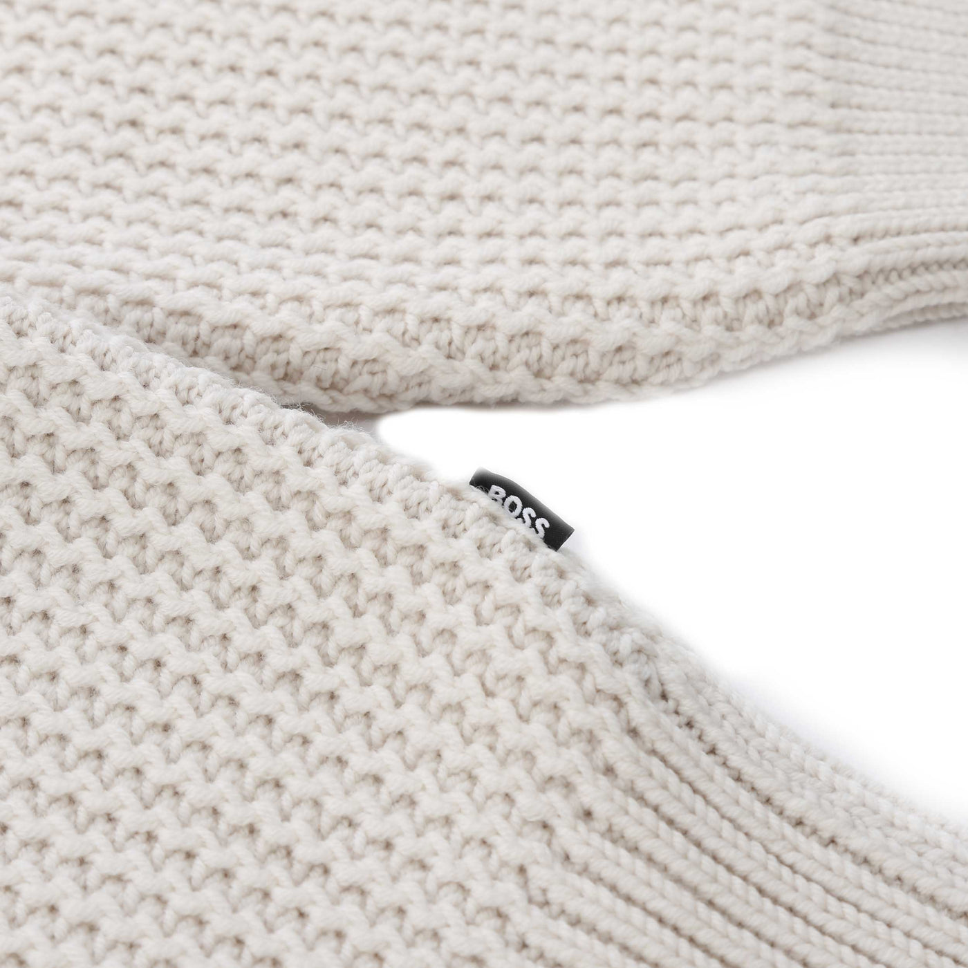 BOSS C Emaximo Knitwear in Open White Logo Tab