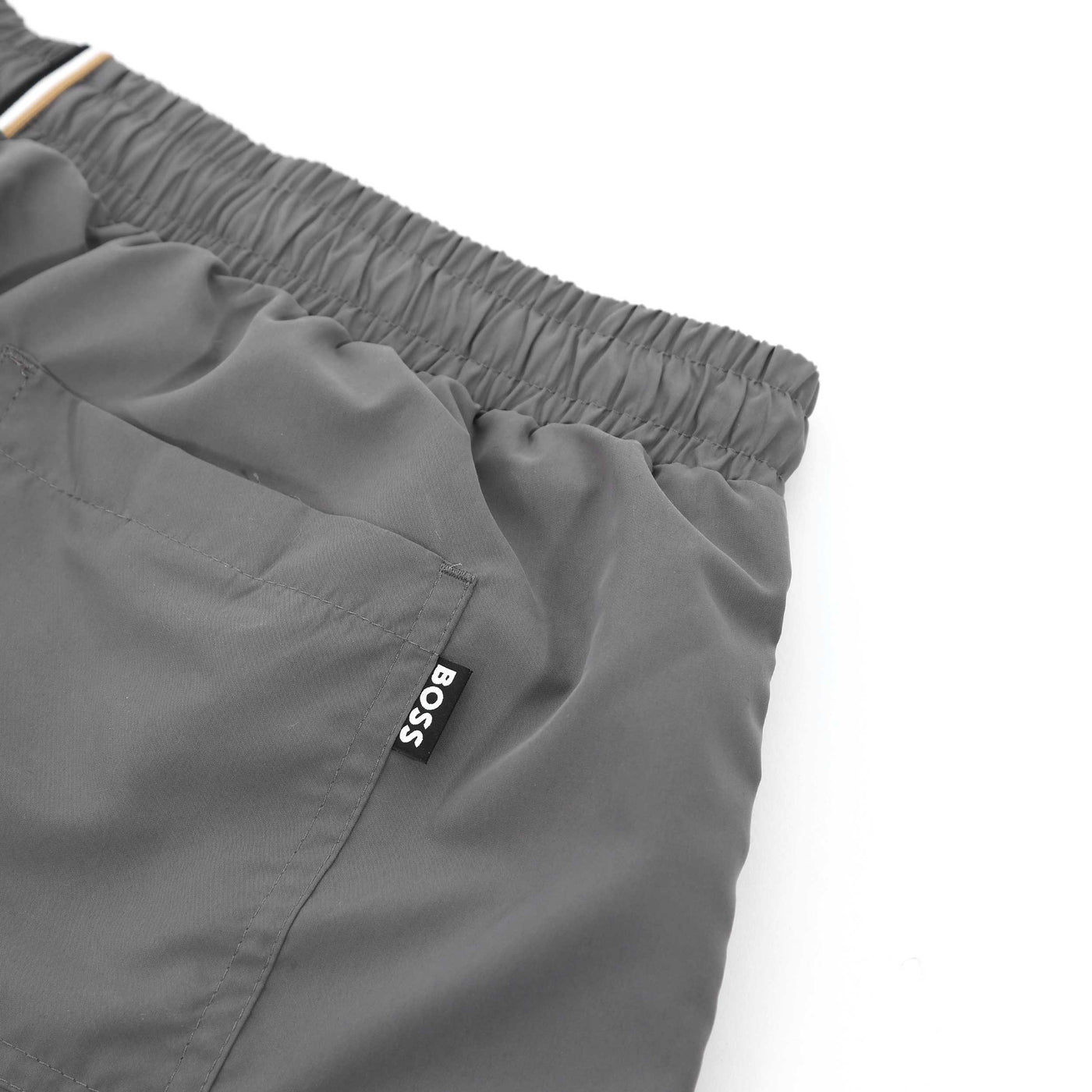 BOSS Dolphin Swim Short in Dark Grey Logo Tab