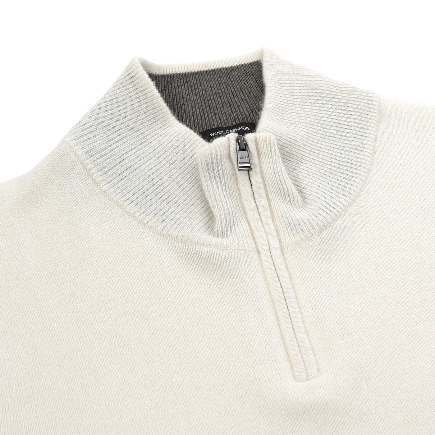 BOSS H Hemarlo Quarter Zip Knitwear in Open White Placket