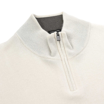 BOSS H Hemarlo Quarter Zip Knitwear in Open White Placket