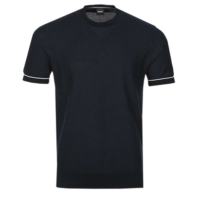 BOSS H Jianfranco Knitted T Shirt in Dark Blue