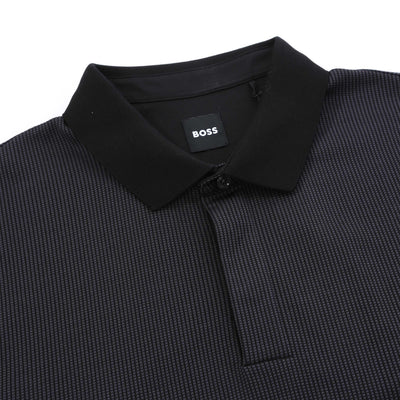 BOSS H Pado 431 LS Polo Shirt in Black Collar