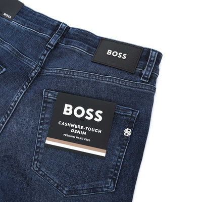 BOSS H Re Maine Jean in Dark Blue Wash Logo