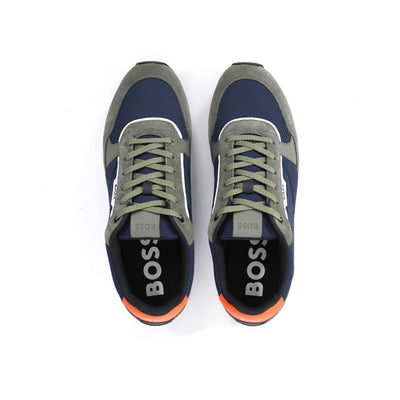 BOSS Kai Runn mesd Trainer in Navy & Grey Birdseye