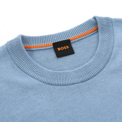 BOSS Kanovano S Knitwear in Light Pastel Blue Neck
