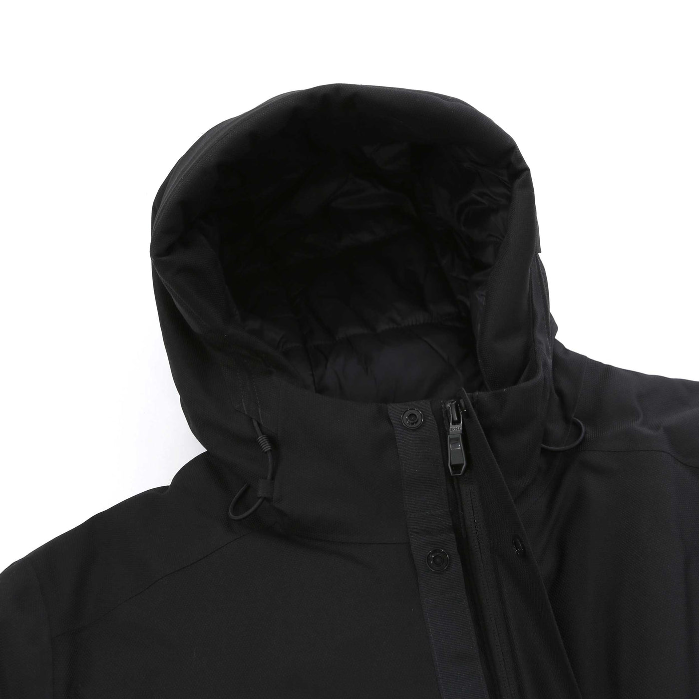 BOSS OW Hexatech Parka Jacket in Black Hood