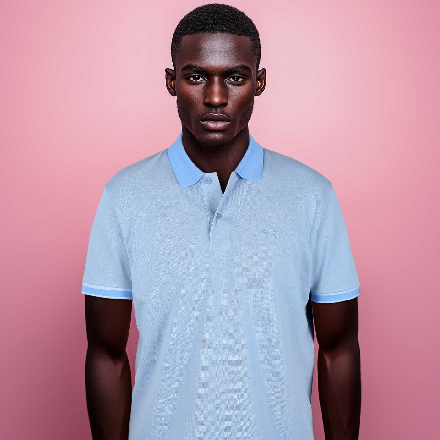 BOSS Paddy 8 Polo Shirt in Sky Blue Model