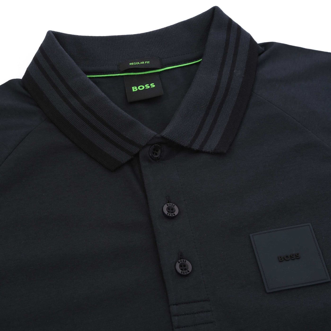 BOSS Paddy Rib Polo Shirt in Dark Blue Placket