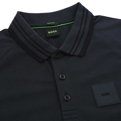 BOSS Paddy Rib Polo Shirt in Dark Blue Placket