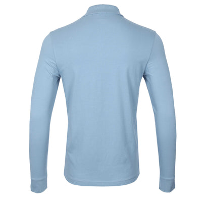 BOSS Passerby Long Sleeve Polo Shirt in Light Pastel Blue Back