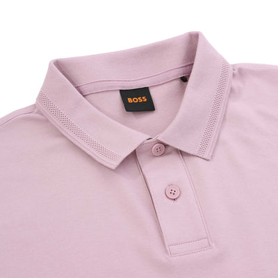 BOSS Pe Interlock Polo Shirt in Pink Placket