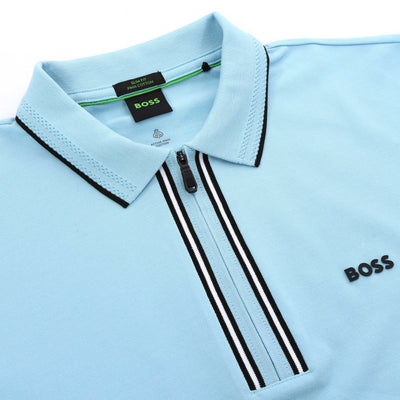 BOSS Philix GOC Polo Shirt in Sky Blue Placket