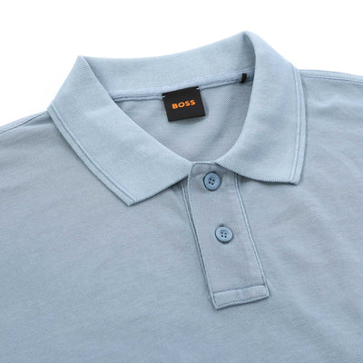 BOSS Prime Polo Shirt in Light Pastel Blue Placket