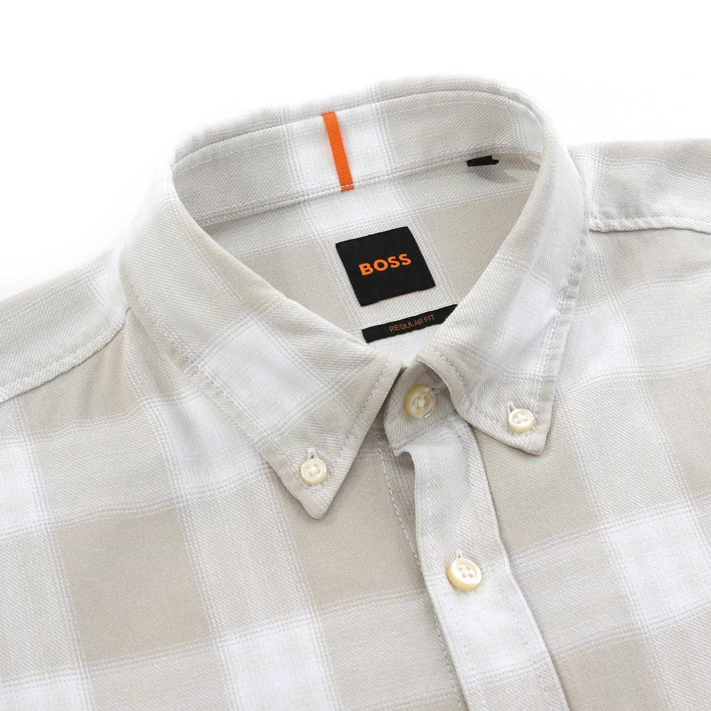 BOSS Rickert M Shirt in Light Beige Check Collar