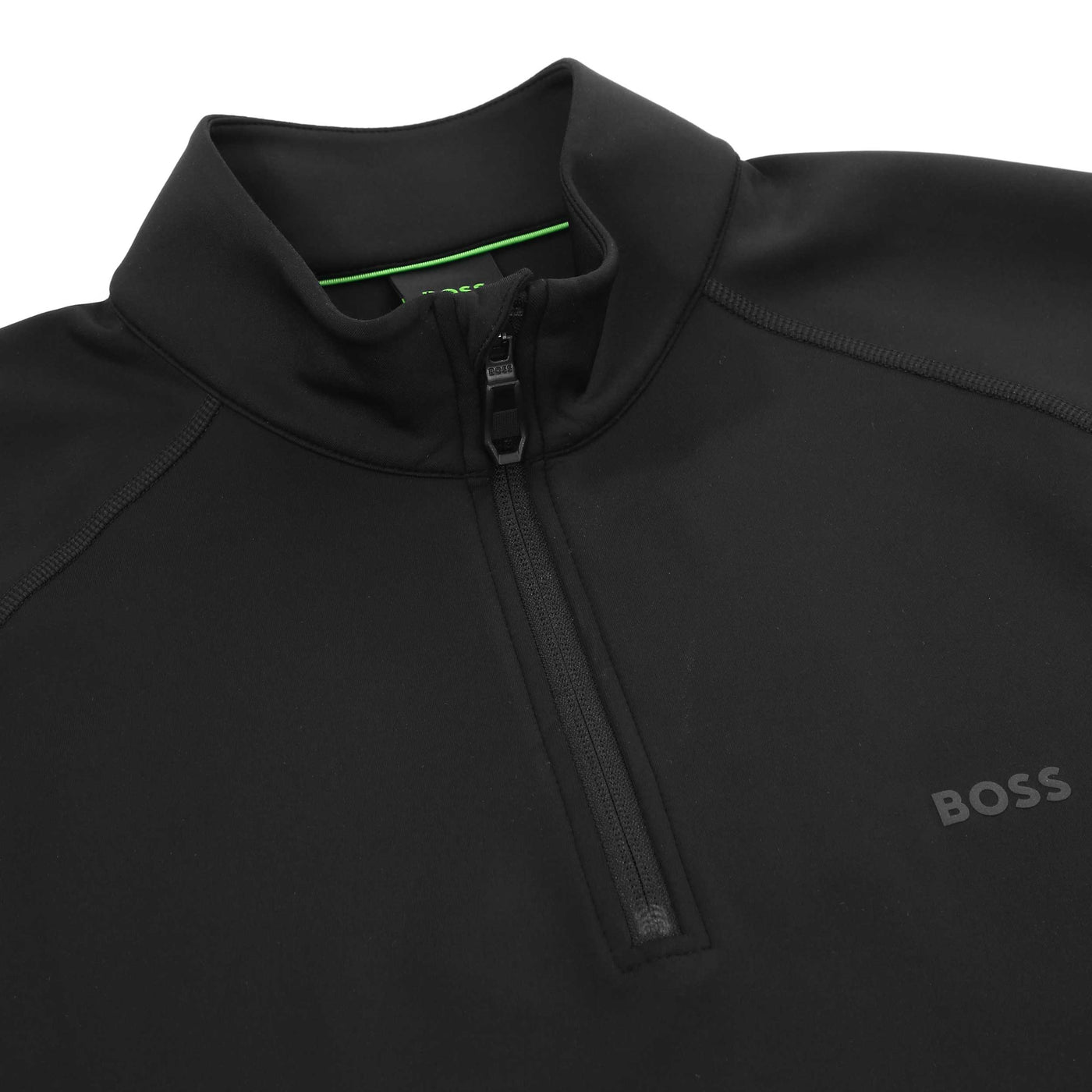 BOSS Sweat Active Zip Neck Sweatshirt in Black Collar