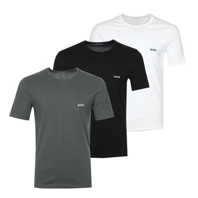 BOSS T-Shirt RN 3P Classic T-Shirt in Black, Khaki & White