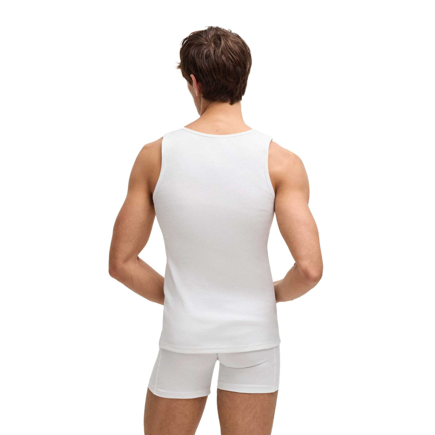 BOSS TankTop 3P Rib Classic Vests in White Model Back