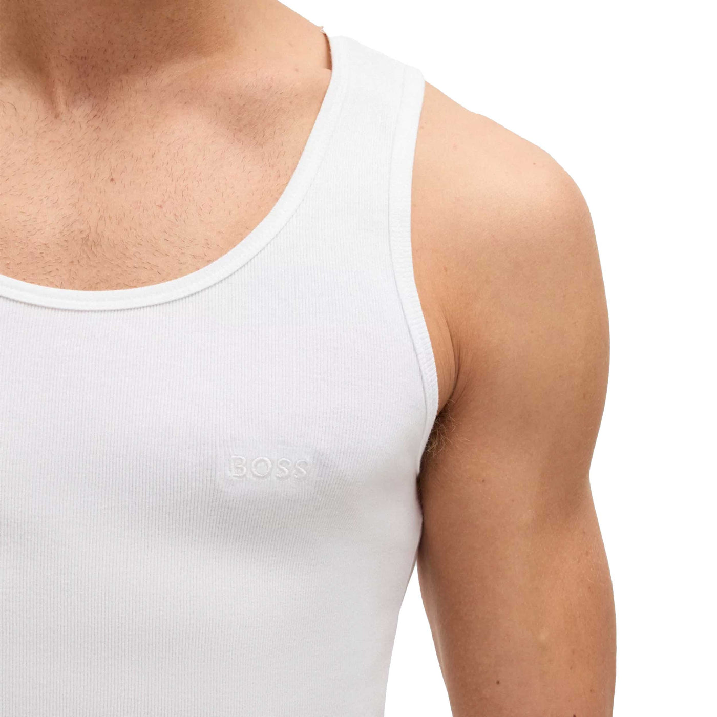 BOSS TankTop 3P Rib Classic Vests in White Neck