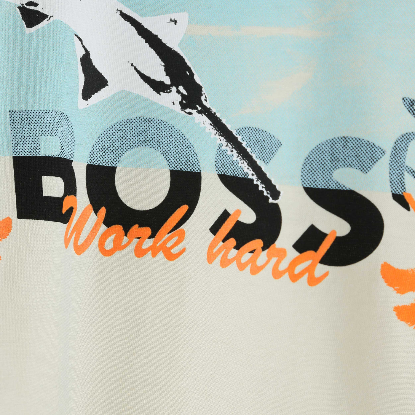 BOSS Teeshark T Shirt in Light Beige Print