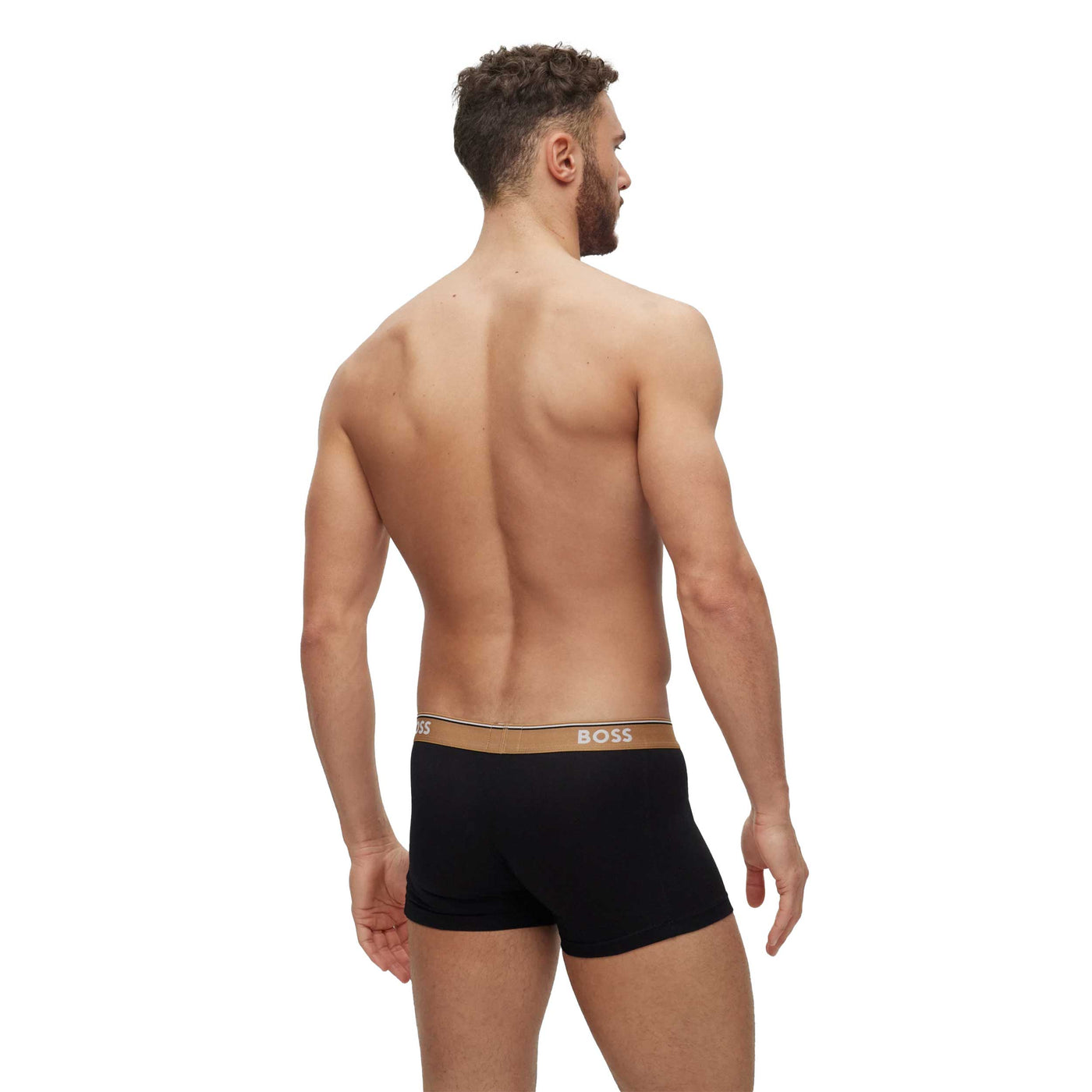 BOSS Trunk 3P Power Underwear in Black Model Back