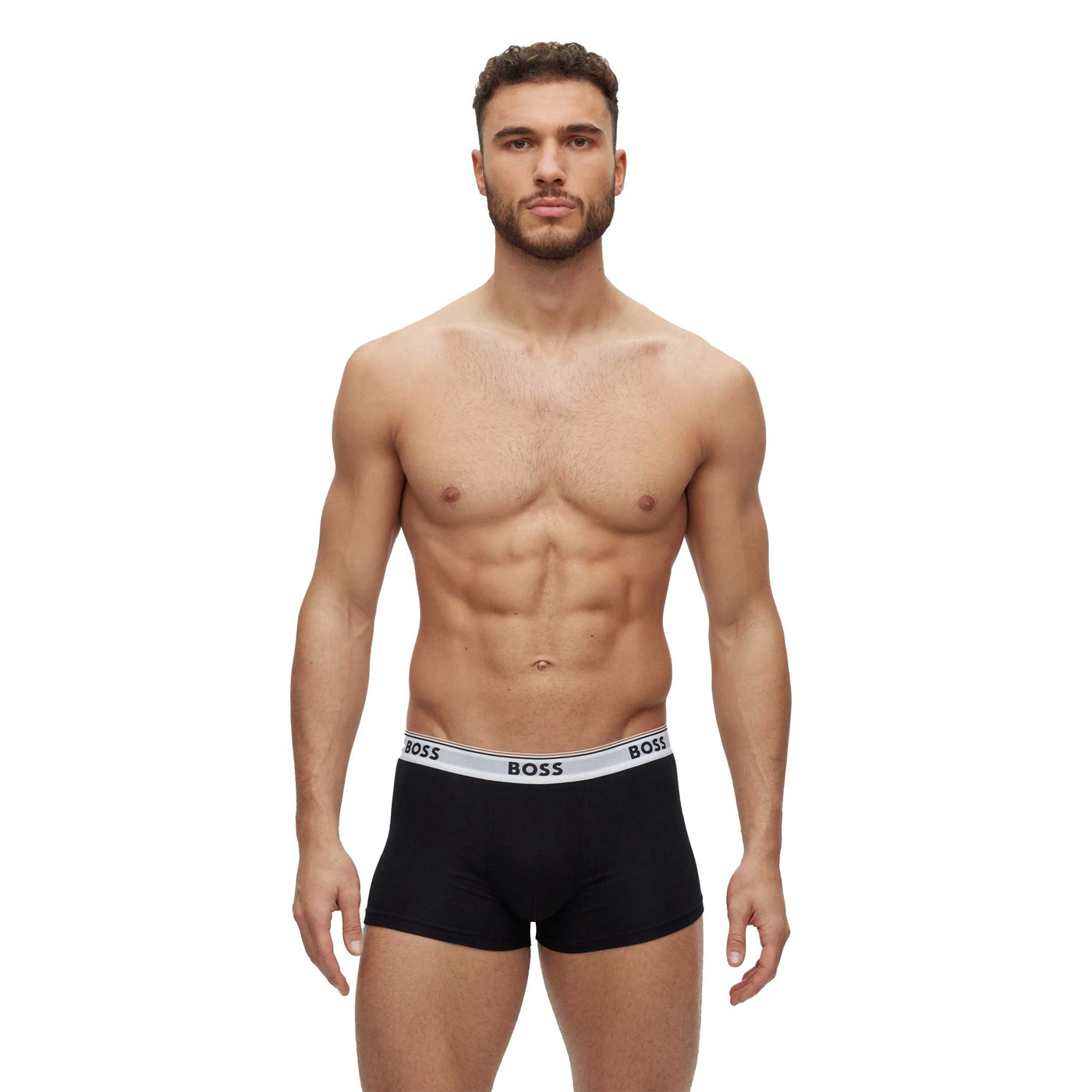 BOSS Trunk 3P Power Underwear in Black Model White