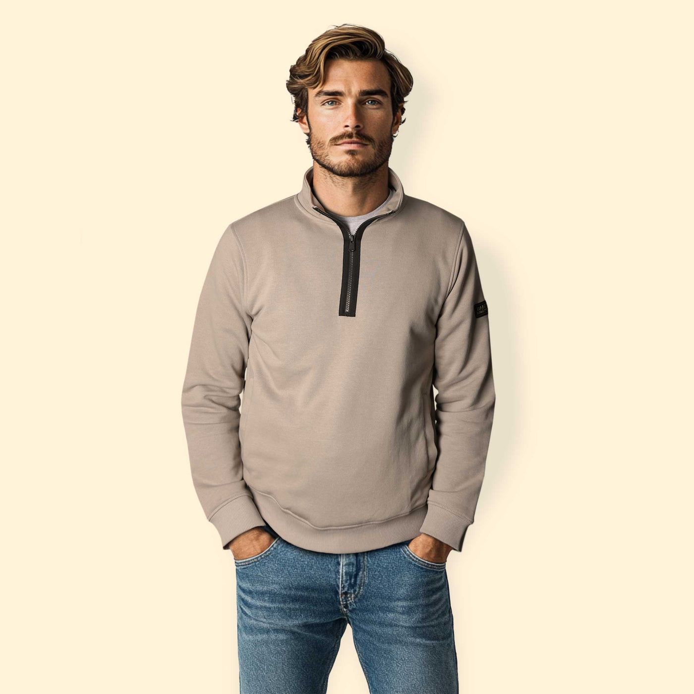 Barbour Outline Funnel Neck Sweatshirt in Concrete Model