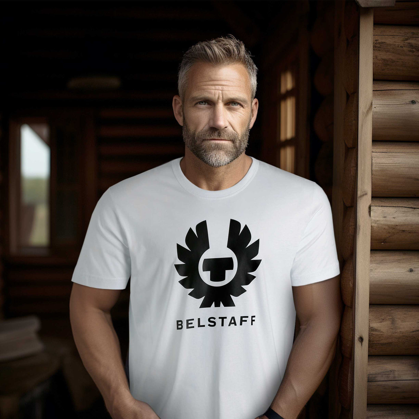 Belstaff Phoenix T Shirt in White Model