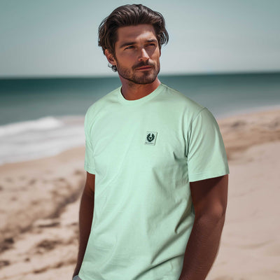 Belstaff Classic T-Shirt in Breeze Green Model