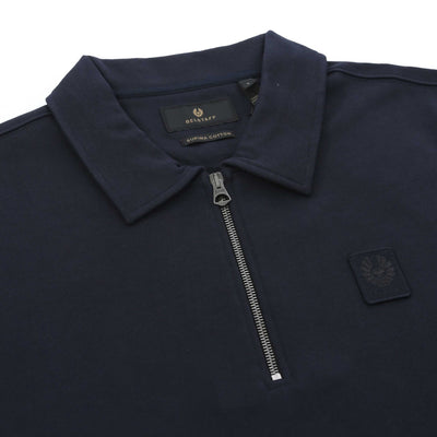 Belstaff Curator Collared Sweat Top in Dark Ink Placket