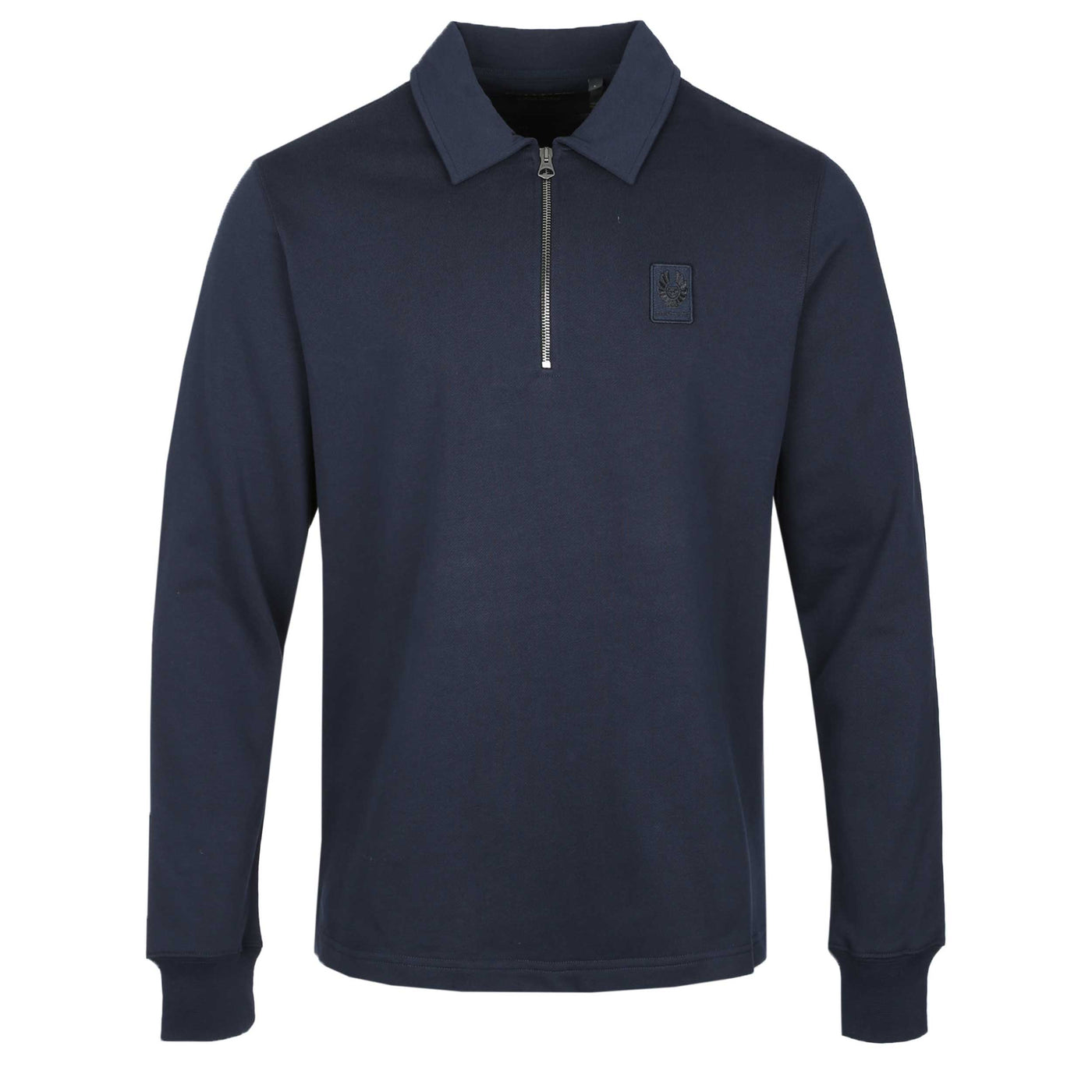 Belstaff Curator Collared Sweat Top in Dark Ink