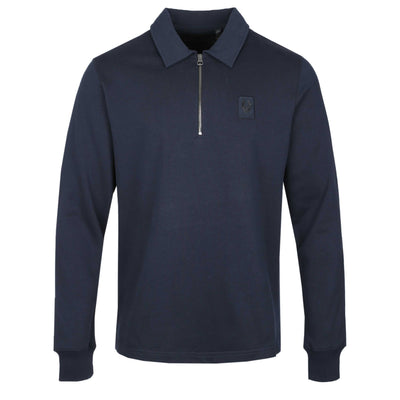 Belstaff Curator Collared Sweat Top in Dark Ink
