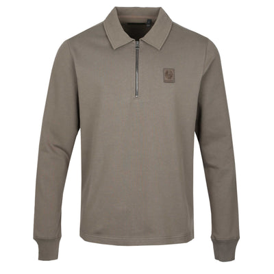 Belstaff Curator Collared Sweat Top in Major Brown