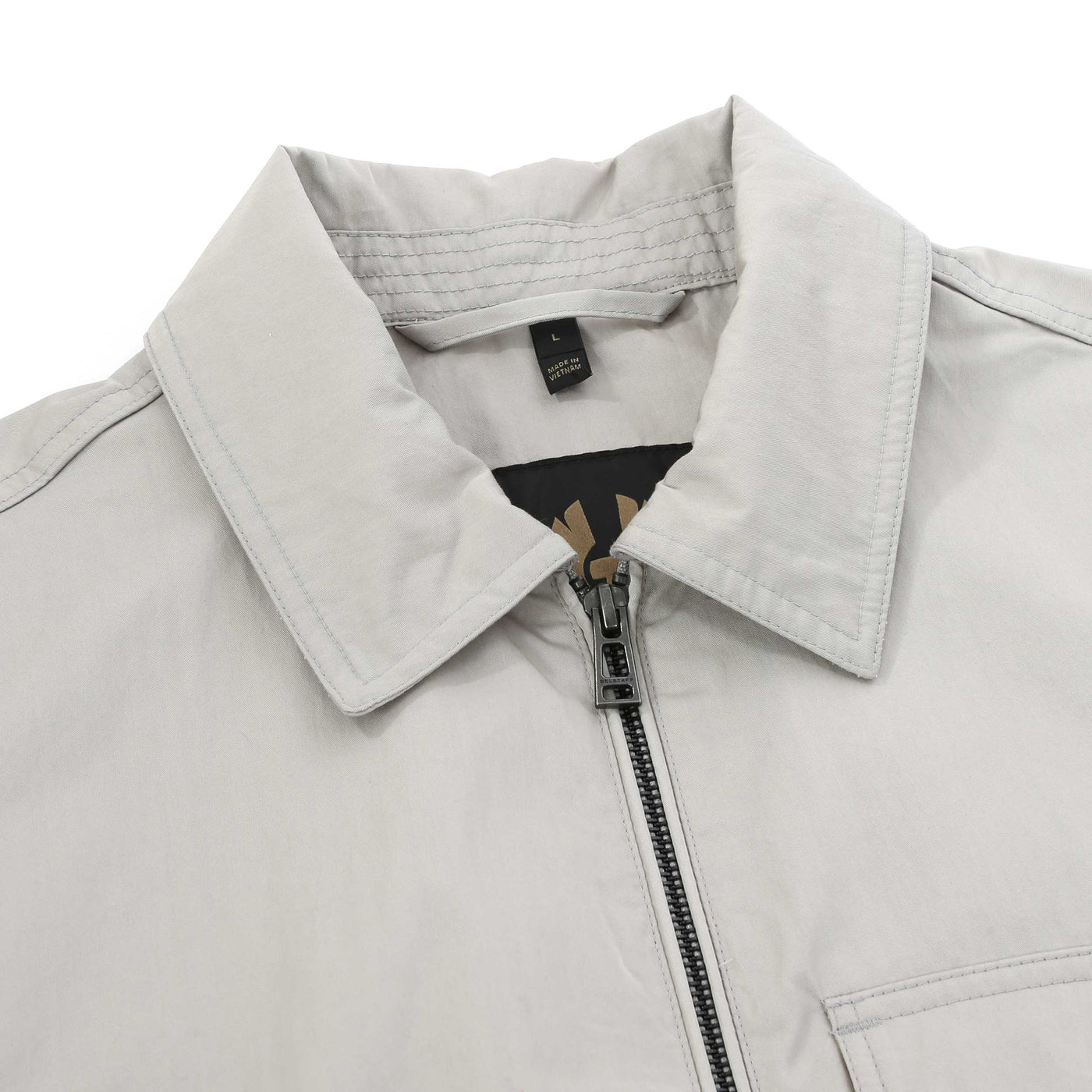Belstaff Drome Overshirt in Cement Grey Collar