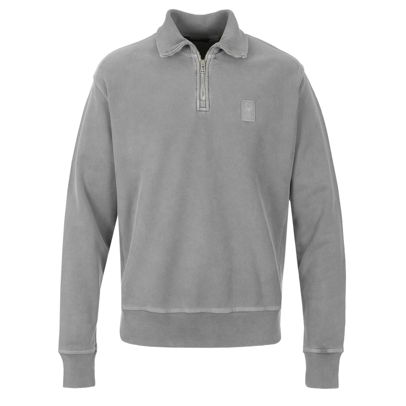 Belstaff Mineral Outliner Quarter Zip Sweat Top in Dark Cloud Grey