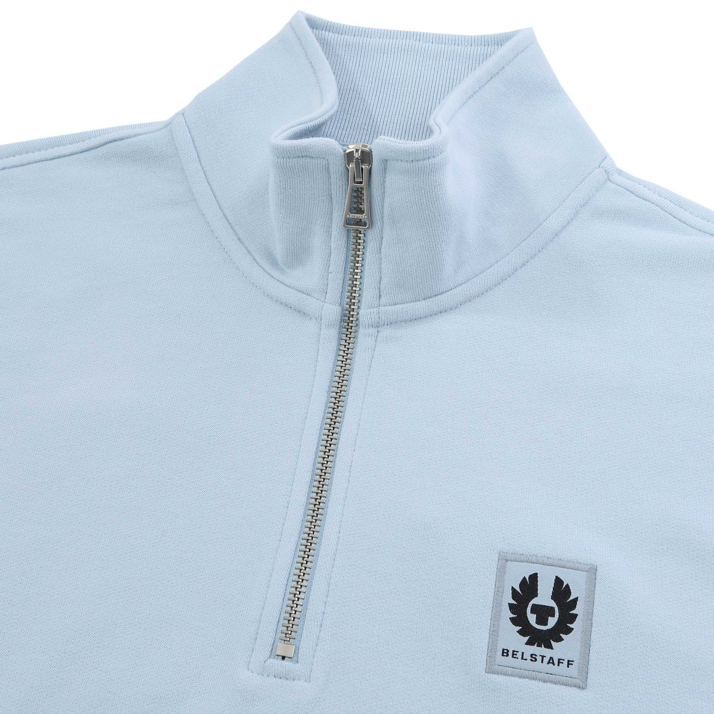 Belstaff Quarter Zip Sweat Top in Sky Blue Collar