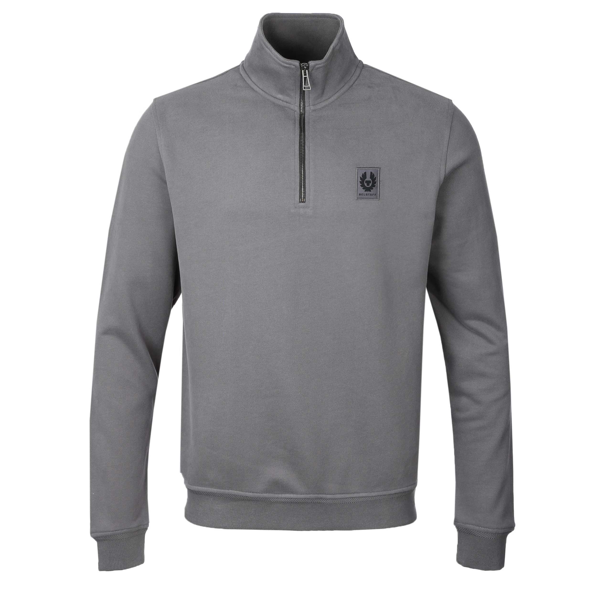 Belstaff Quarter Zip Sweat Top in Tornado Grey