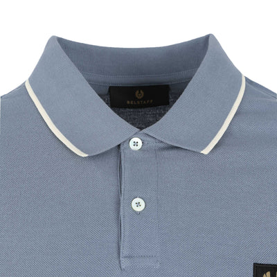 Belstaff Tipped Collar Polo Blue Flint Collar