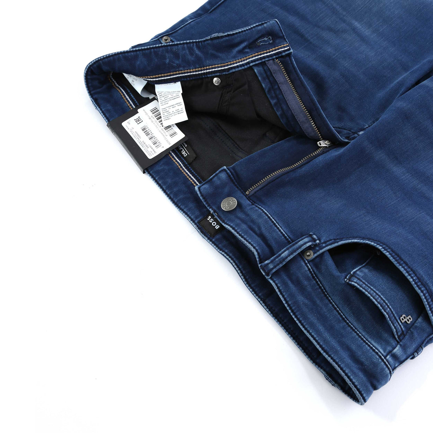 BOSS Delaware3-1 Jean in Mid Blue Denim Zip Detail