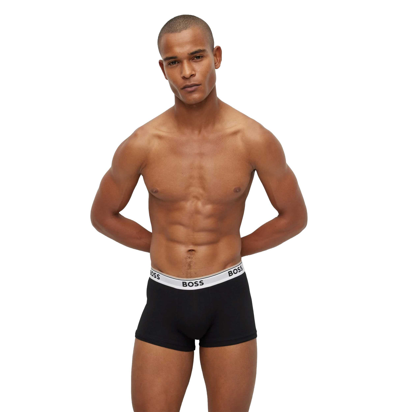 BOSS Trunk 3P Power Underwear in Black with white band