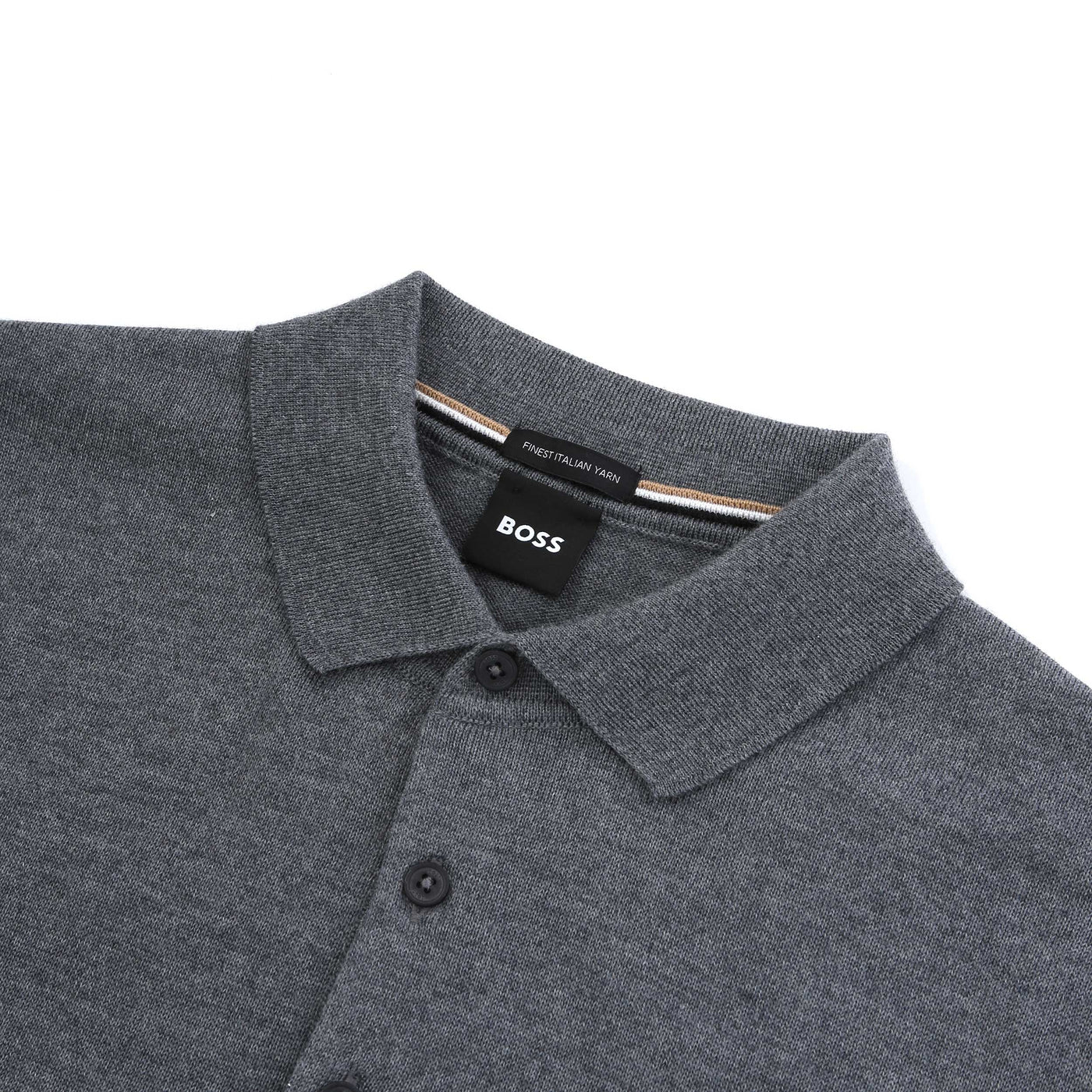 BOSS Bono L Knitwear in Medium Grey collar