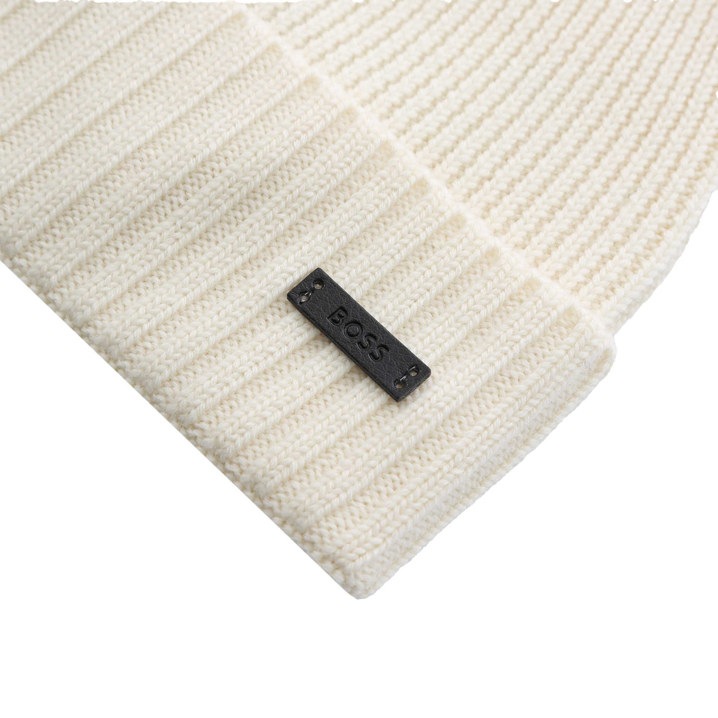 BOSS Fati L Beanie Hat in Cream Logo