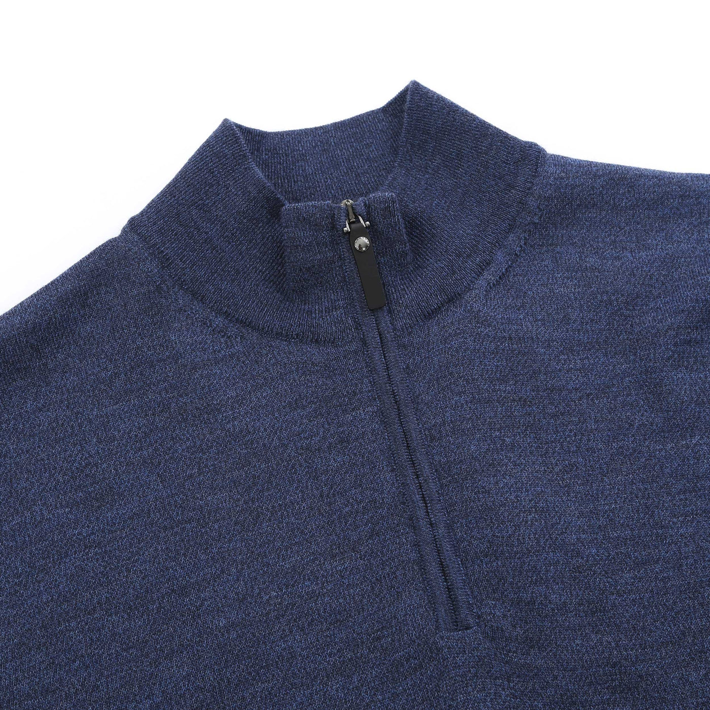 Canali 1/4 Zip Knitwear in Blue Marl Placket