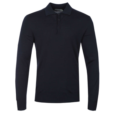 Canali 3 Button Knitted Polo in Navy