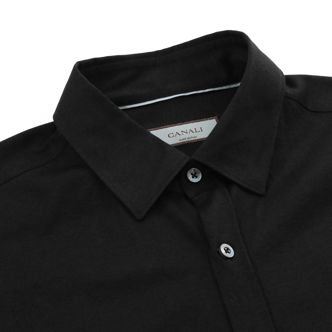 Canali Basic Jersey Stretch Shirt in Black Collar