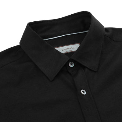 Canali Basic Jersey Stretch Shirt in Black Collar