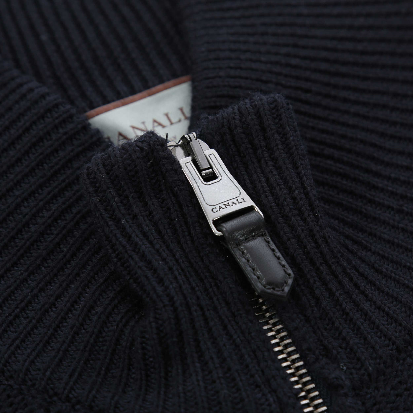 Canali Chunky Cardigan in Navy Zip