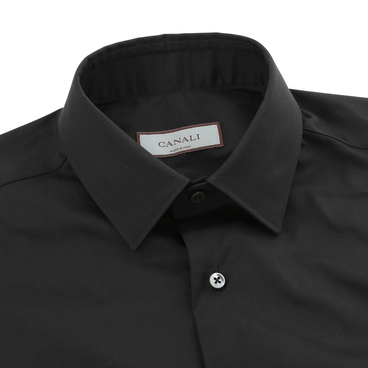 Canali Cotton Performance Shirt in Black Collar
