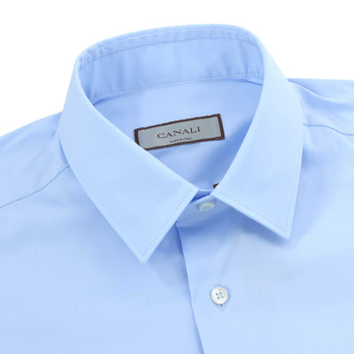 Canali Cotton Performance Shirt in Sky Blue Collar