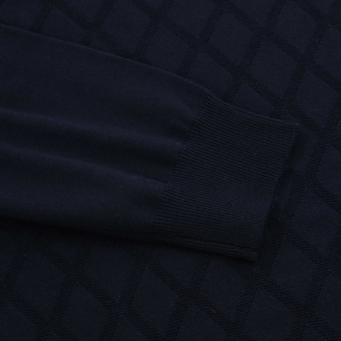 Canali Crew Neck Diamond Print Knitwear in Navy Cuff