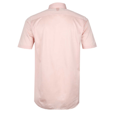 Canali Jersey Stretch Short Sleeve Shirt in Coral Back